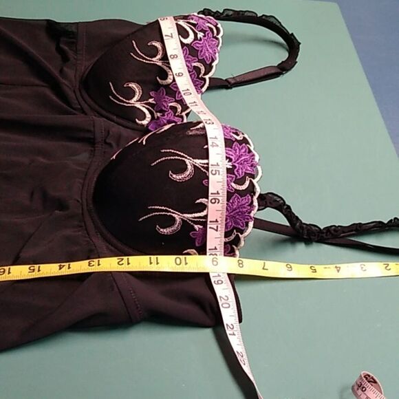 Cacique Black and Purple Chemise Elegant Intimates Women's 18 -20 - Picture 5 of 6